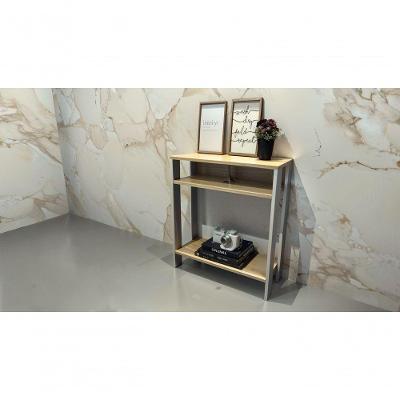 Aparador Mesinha em MDF 60cm Branco com Amadeirado para Escritório Sala Cozinha e Refeitório