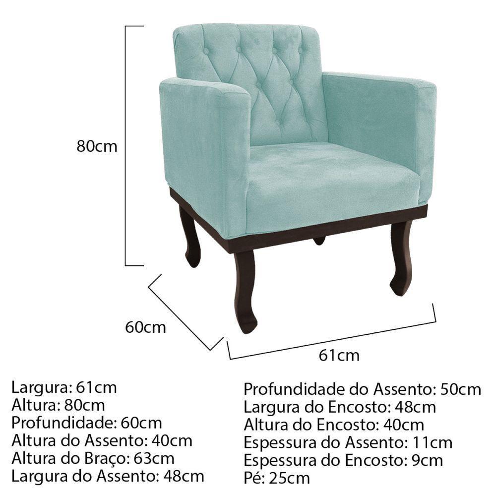 Kit Diva Recamier Diana 185Cm Lado Esquerdo E 01 Poltrona Suede - Doce Sonho Móveis Azul Tiffany - 4