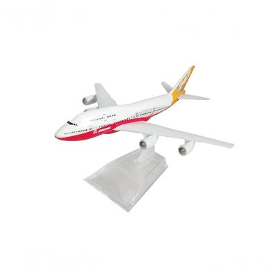 Avião Miniatura Colecionável Boeing 747 em Metal com Base em Acrílico Vermelho e Laranja Apex