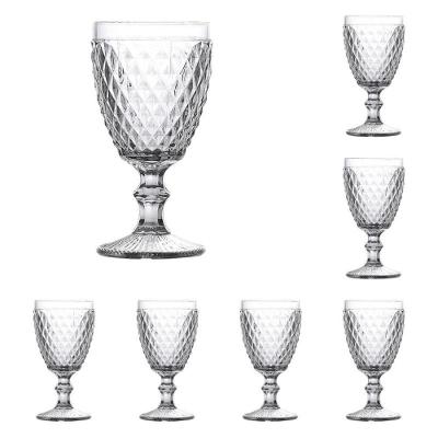 Conjunto de Taças para Vinho Bico de Abacaxi em Vidro com Acabamento em Relevo Transparente Wellmix