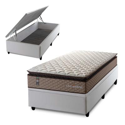 Conjunto Box Baú Atlanta 96x203 Bege Espuma D45 King House