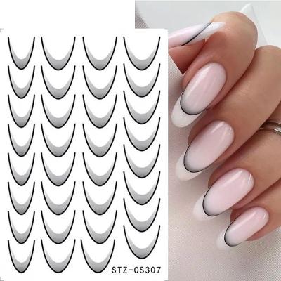 Adesivo de Unhas stz-c para Nail Art 3D Gradiente Francesa Azul Rosa Roxo Verde OEM