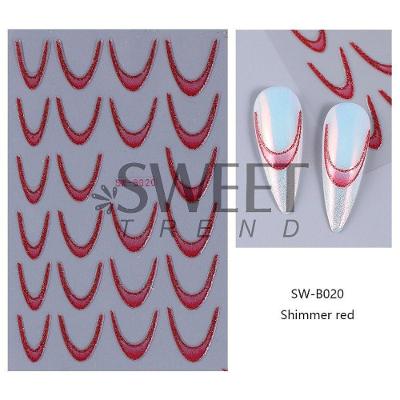 Adesivo de Unhas Sw-b0 para Decoração Francesa Efeito 3D Gradiente Azul Rosa Roxo Verde OEM