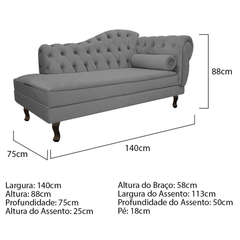 Kit Diva Recamier Diana 140Cm Lado Esquerdo E 02 Poltronas Julia Suede - Doce Sonho Móveis Cinza - 3