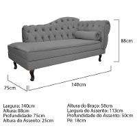 Kit Diva Recamier Diana 140Cm Lado Esquerdo E 02 Poltronas Julia Suede - Doce Sonho Móveis Cinza - 3