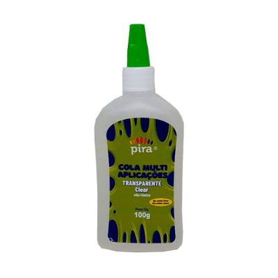 Cola Transparente Clear 100G Incolor com Bico Aplicador para Papel Plástico Vidro Tecido Piratininga