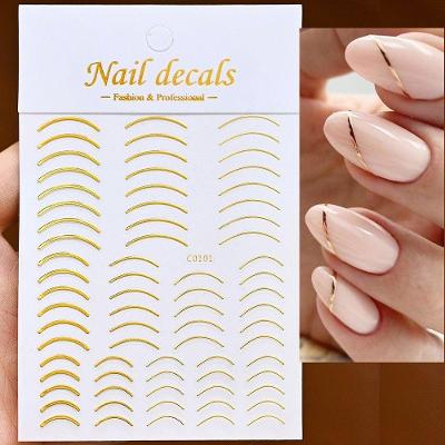 Adesivo de Unhas C0101 para Nail Art 3D Gradiente Linha Francesa Azul Rosa Roxo Verde OEM