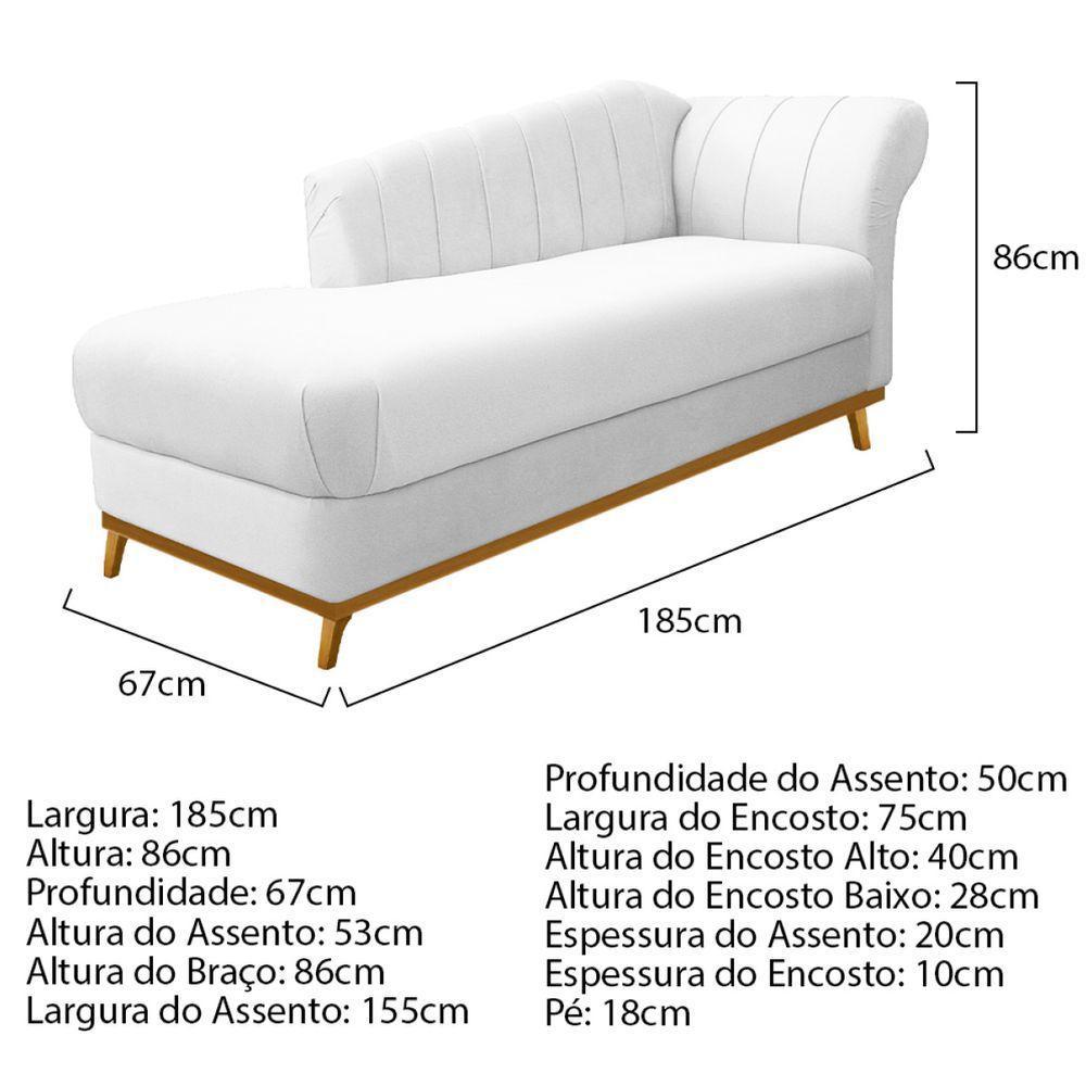 Kit Diva Recamier Vanessa 185Cm Lado Esquerdo E 02 Poltronas Laura Suede - Amarena Móveis Branco - 5