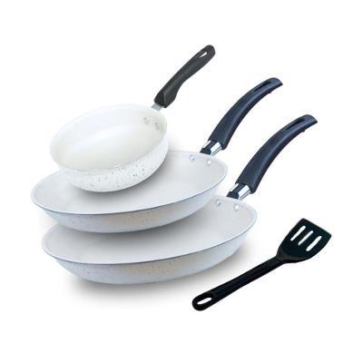 Conjunto de Frigideira 3 Peças Antiaderente Teflon Global Alumínio 18 22 14 cm Cinza OEM