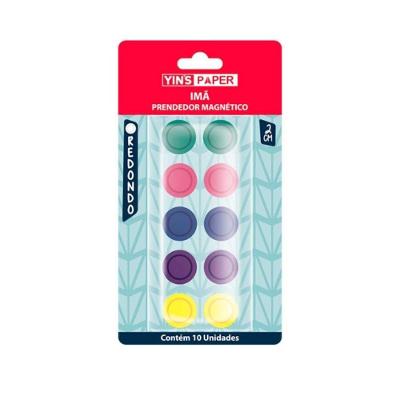 Botão Prendedor Magnético Yins Brasil Yin's Paper 2CM Kit com 10 Unidades para Murais 5 Cores