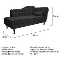 Kit Diva Recamier Diana 185Cm Lado Esquerdo E 02 Poltronas Julia Suede - Doce Sonho Móveis Preto - 5