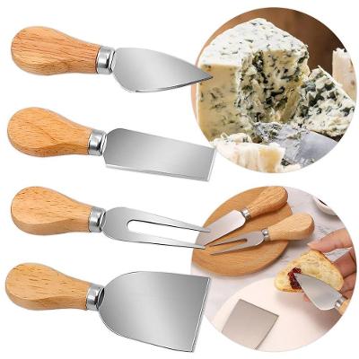 Conjunto de Utensílios para Queijo Utensílios Queijo 4 Peças em Madeira e Aço Inoxidável Inox
