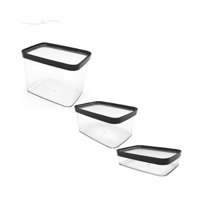 Conjunto 3 Potes Herméticos Tamanhos Diferentes Plástico PP BPA Free Microondas Freezer Transparente