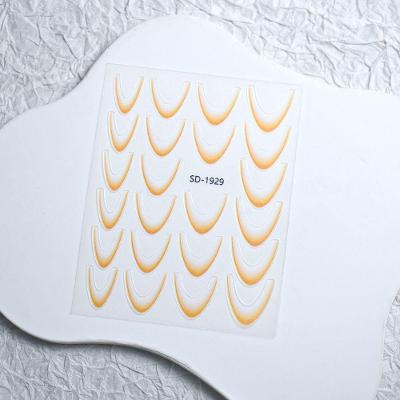 Adesivo de Unhas 3D Gradiente Linha Francesa para Arte Diy com Design Francês Laranja OEM