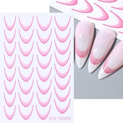 Adesivo de Unhas Stz-C para Linha Francesa 3D Gradiente Azul Rosa Roxo Verde OEM