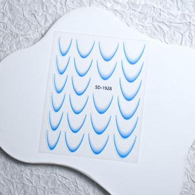 Adesivo de Unhas 3D Gradiente Linha Francesa para Arte Diy Azul OEM