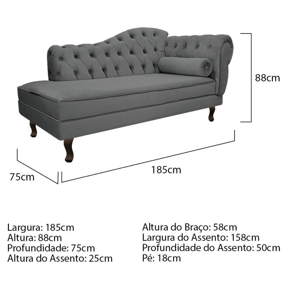 Kit Diva Recamier Diana 185Cm Lado Esquerdo E 02 Poltronas Julia Corano - Doce Sonho Móveis Cinza - 5