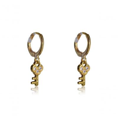 Brinco Argolinha Com Chave Banhado Em Ouro 18k [f027]