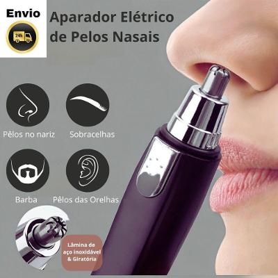 Aparador de Pelos Elétrico para Nariz e Orelha Uso Pessoal Lâmina Aço Inoxidável Pilha Portátil