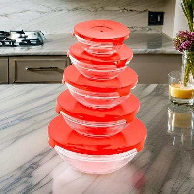 Conjunto 5 Potes de Vidro com Tampa para Armazenar Alimentos Empilhável em Vidro Cinza Preto