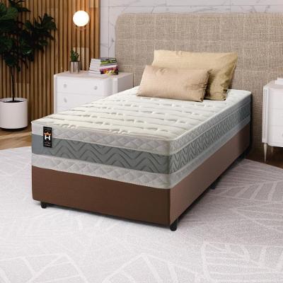 Conjunto Cama Box Marrom Espuma Oxford Verde Solteiro 96x203x67