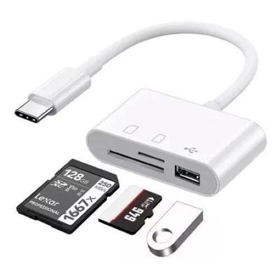 Adaptador Usb C Otg Oem 3 em 1 para Android com Leitor de Cartão Sd Tf e Usb Até 5 Gbps 1 Unidade