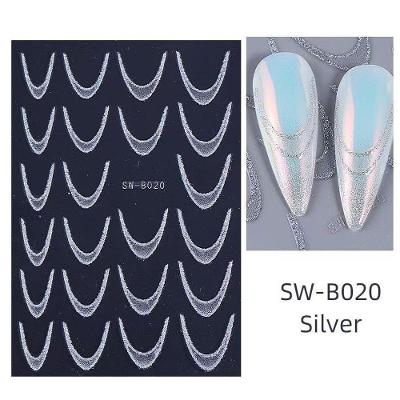 Adesivo de Unhas SW-B0 para Nail Art 3D Gradiente Linha Francesa Azul Rosa Roxo Verde OEM