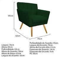 Kit Diva Recamier Vanessa 160Cm Lado Esquerdo E 02 Poltronas Laura Suede - Amarena Móveis Verde