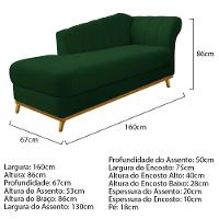 Kit Diva Recamier Vanessa 160Cm Lado Esquerdo E 02 Poltronas Laura Suede - Amarena Móveis Verde - 5