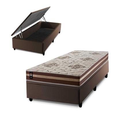 Conjunto Box Baú Chicago 96x203 Marrom Espuma D33 King House