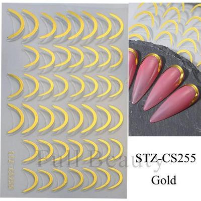 Adesivo de Unhas Stz-C 3D Gradiente Linha Francesa Azul Rosa Roxo Verde OEM