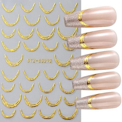 Adesivo de Unhas Stz-C 3D Gradiente Linha Francesa Azul Rosa Roxo Verde OEM