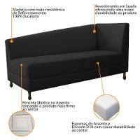 Kit Diva Recamier Heitor 160Cm Lado Esquerdo E 02 Poltronas Luiza Suede - Doce Sonho Móveis Preto - 3