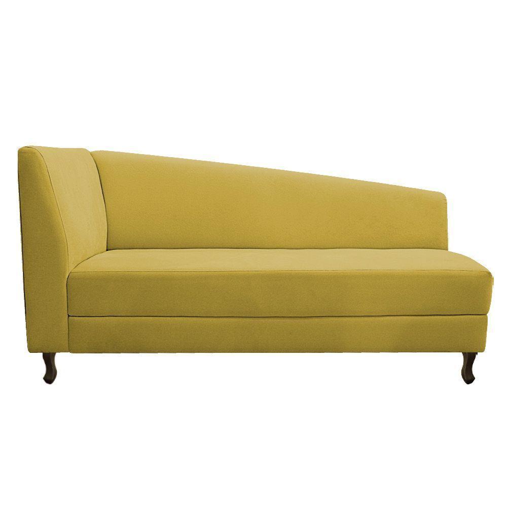 Kit Diva Recamier Heitor 160Cm Lado Direito E 02 Poltronas Luiza Suede - Doce Sonho Móveis Amarelo - 7