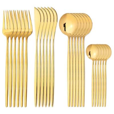 Conjunto de Talheres 24 Peças Redondo 6 Colheres de Jantar 6 Garfos 6 Facas em Aço Inox