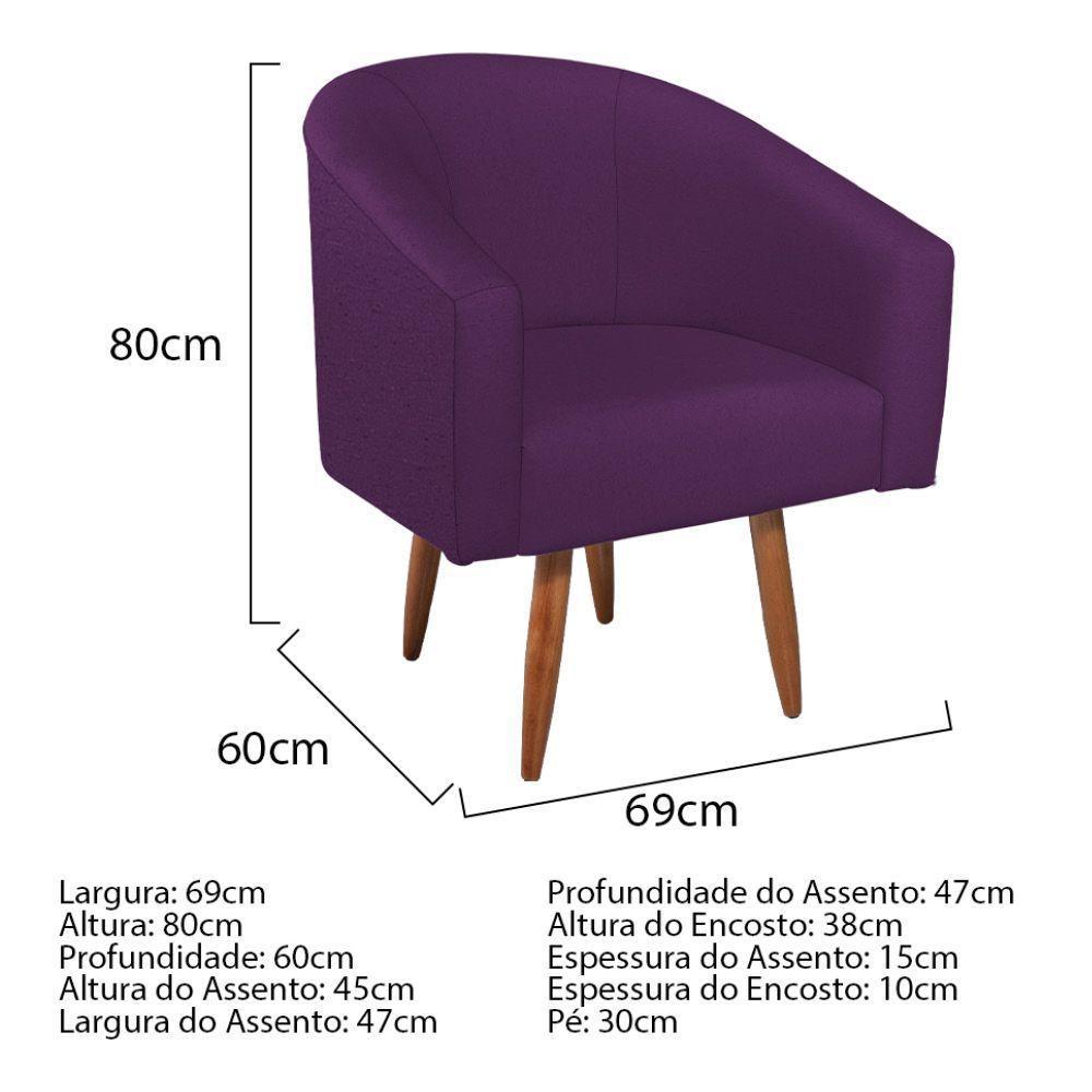Kit Diva Recamier Heitor 160Cm Lado Esquerdo E 02 Poltronas Luiza Suede - Doce Sonho Móveis Roxo - 4