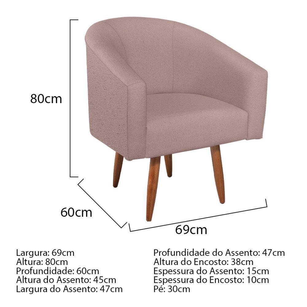 Kit Diva Recamier Heitor 185Cm Lado Direito E 02 Poltronas Luiza Linho - Doce Sonho Móveis Rosê - 2