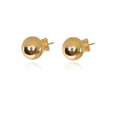 Brinco De Bola Lisa Banhado Em Ouro 18k [f027]