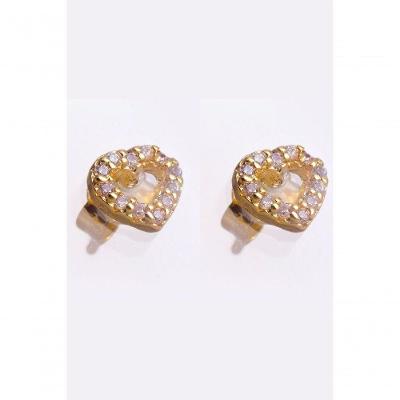 Brinco Coração Cristal Banhado Em Ouro 18k [f027]