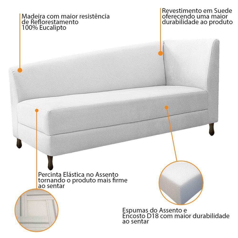 Kit Diva Recamier Heitor 160Cm Lado Esquerdo E 02 Poltronas Luiza Suede - Doce Sonho Móveis Branco - 3