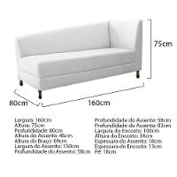 Kit Diva Recamier Heitor 160Cm Lado Esquerdo E 02 Poltronas Luiza Suede - Doce Sonho Móveis Branco - 5