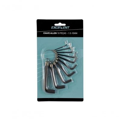 Chave Allen Jogo 10PCS 1,5-10,0MM com Argola em Blister para Uso Geral Outras Marcas