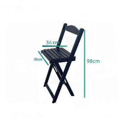 Conjunto Mesa Bistrô Redonda 2 Cadeiras Madeira Eucalipto 58CM Preto BLT Dobráveis