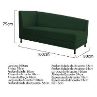 Kit Diva Recamier Heitor 160Cm Lado Direito E 02 Poltronas Luiza Suede - Doce Sonho Móveis Verde - 5