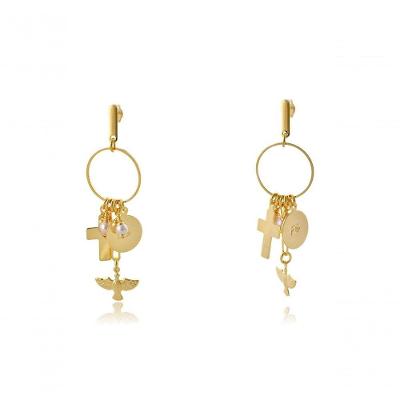 Brinco Com Pingentes Religiosos Banhado Em Ouro 18k [f027]