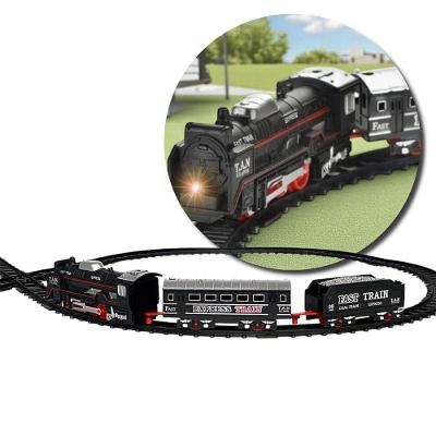 Conjunto de Trem Ferroviário de Brinquedo com 3 Vagões, 15 Trilhos, Som e Luz Preto Utimix
