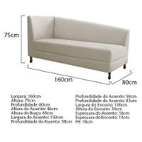 Kit Diva Recamier Heitor 160Cm Lado Direito E 02 Poltronas Luiza Linho Doce Sonho Móveis Bege - 6