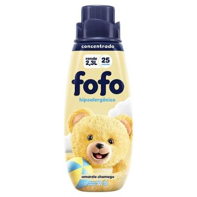 Amaciante de Roupa Concentrado Amarelo Chamego Fofo 500ML com Proteção das Fibras dos Tecidos Fofo