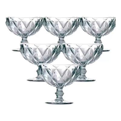 Conjunto de Taças para Sobremesa Diamante Bico de Jaca 325ML em Vidro Transparente 6 Peças 123 Útil