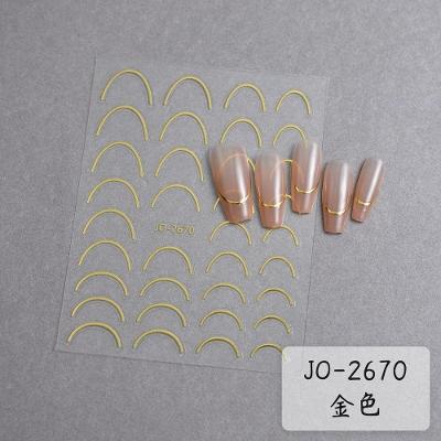 Adesivo de Unhas jo-26 3D Gradiente Linha Francesa DIY Verde OEM